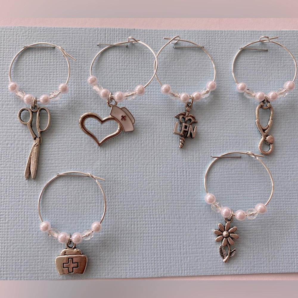 RN & LPN Nurse Wine Glass Charms